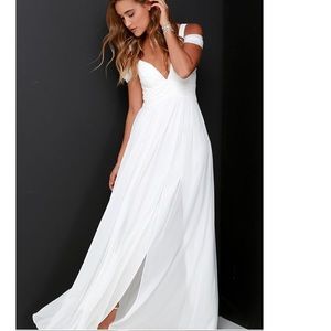 Lulus ocean of elegance ivory maxi dress